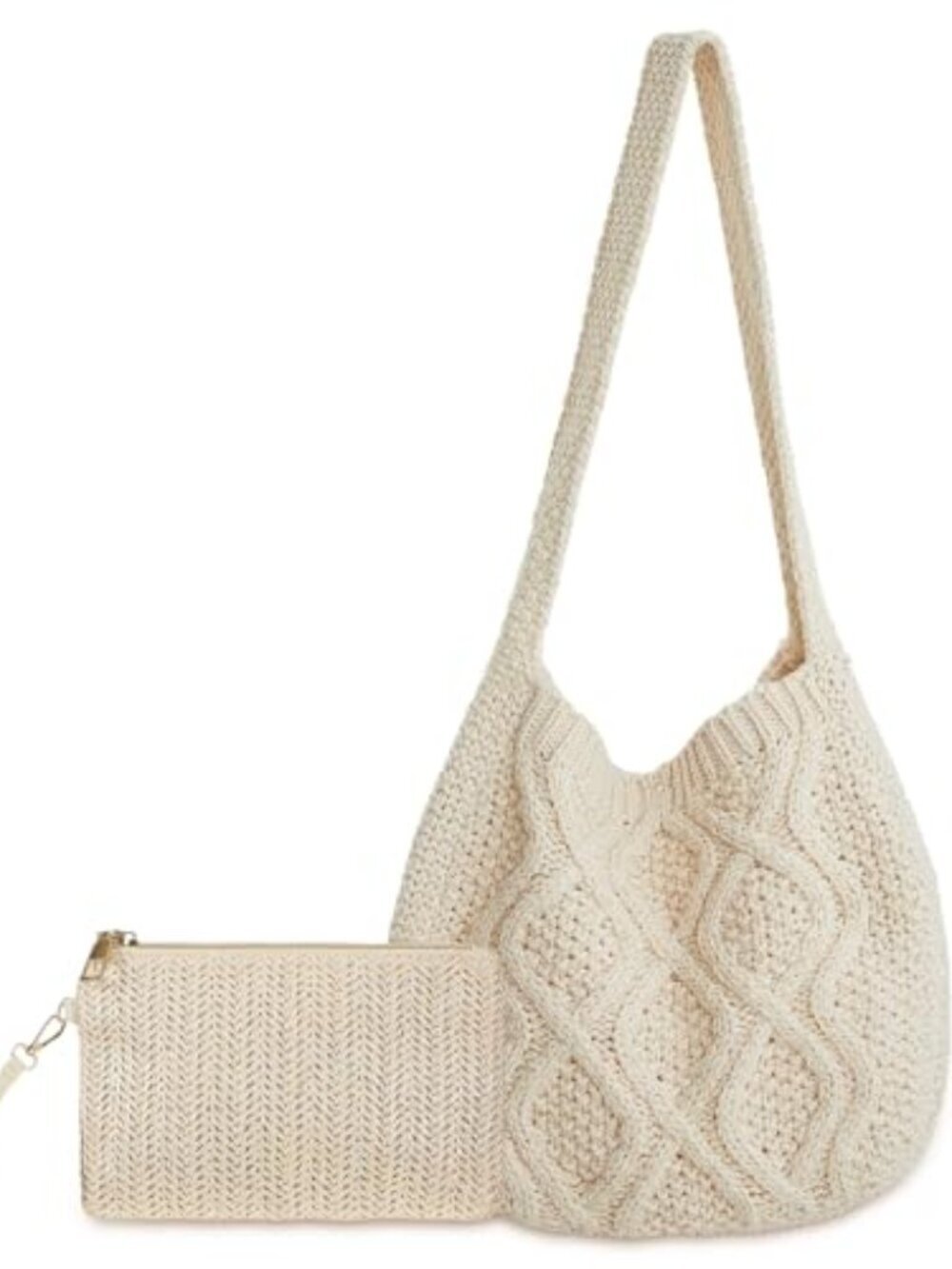 BRAND NEW Women Crochet Tote Bag with Wristlet Wallet